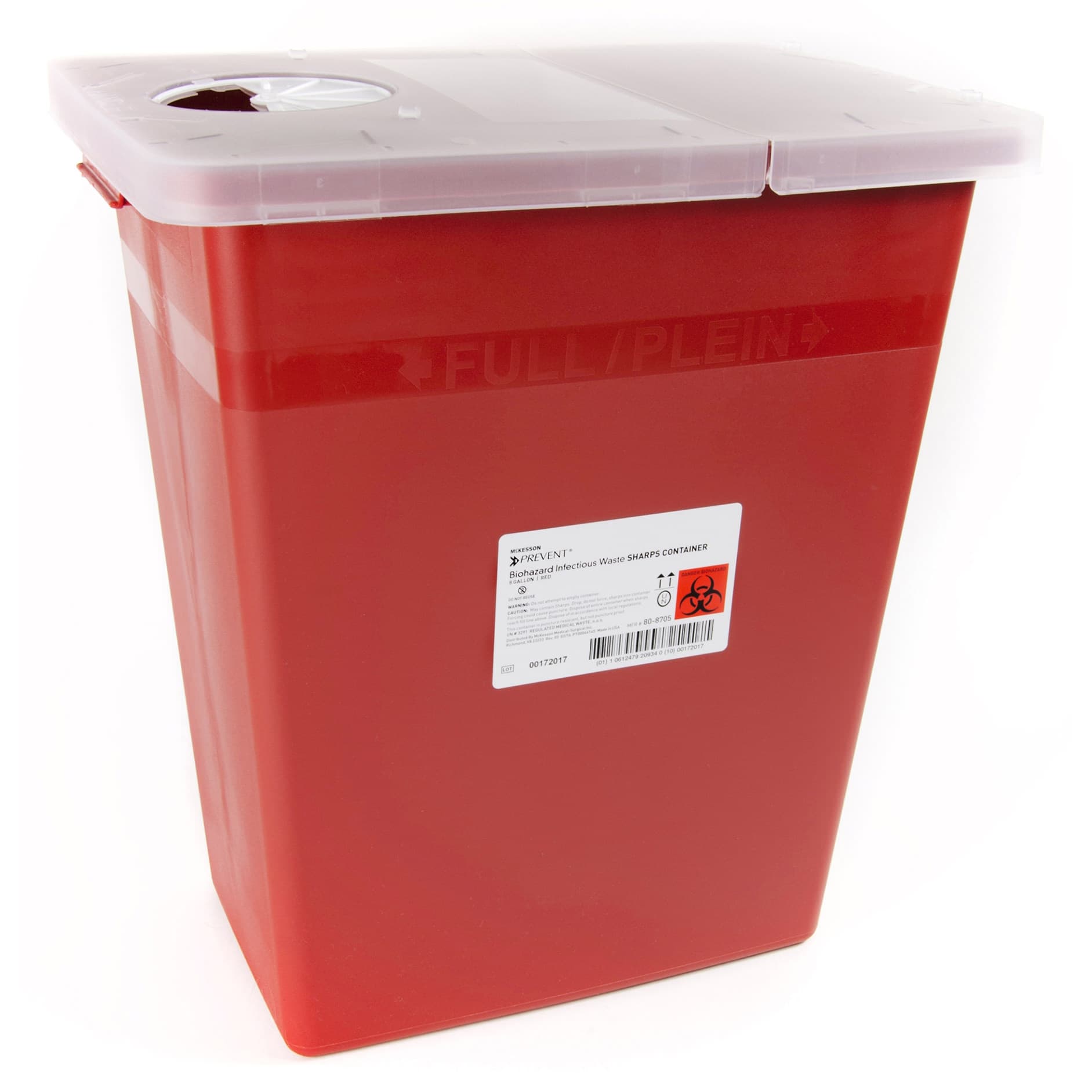 McKesson Prevent Sharps Container Red Base Locking Lid