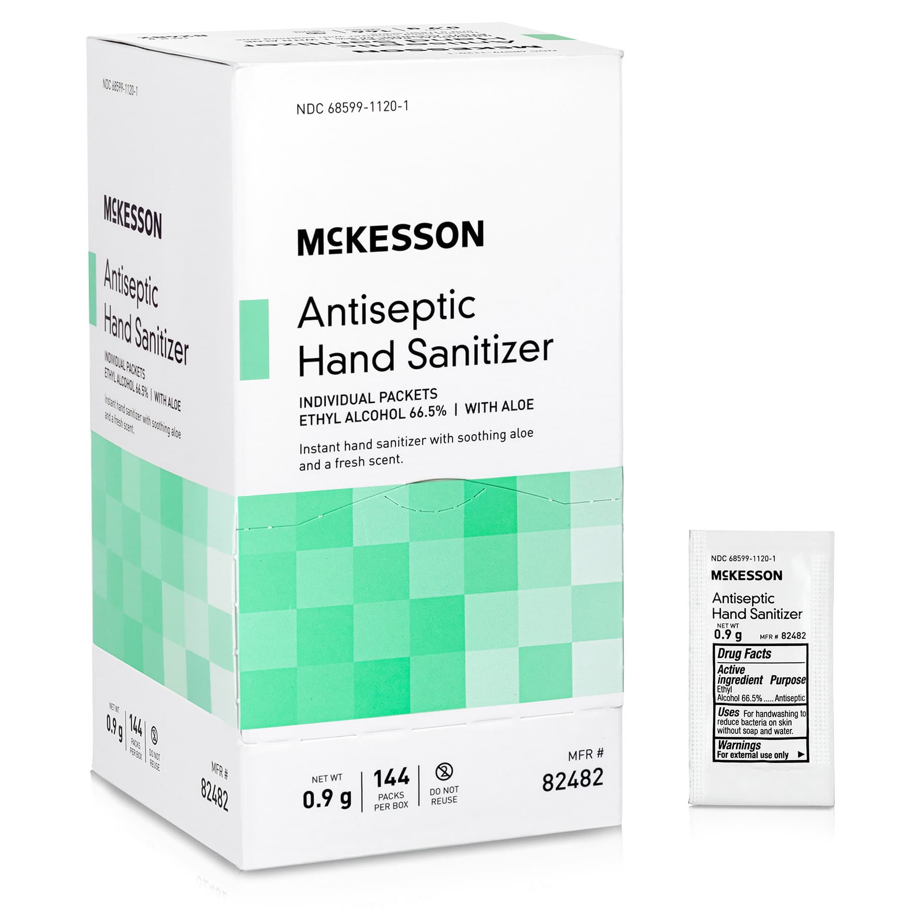 McKesson Hand Sanitizer with Aloe Gel, Individual Packet, 66.5% Strength, 0.9 Gram - Case of 1728 - Image 1