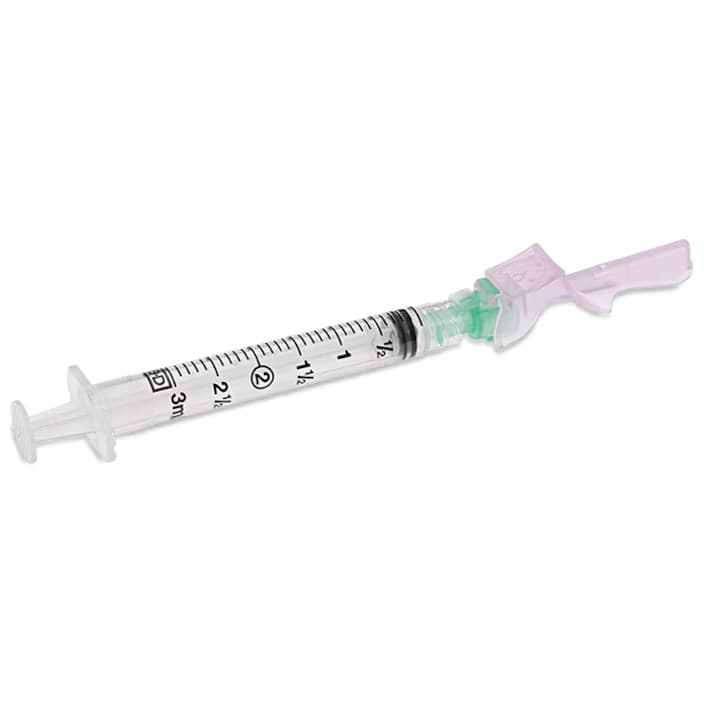 BD Eclipse Safety Hypodermic Syringe with Needle, Luer Lock Tip, 3 mL, 21 Gauge, 1 Inch - Case of 300 - Image 1