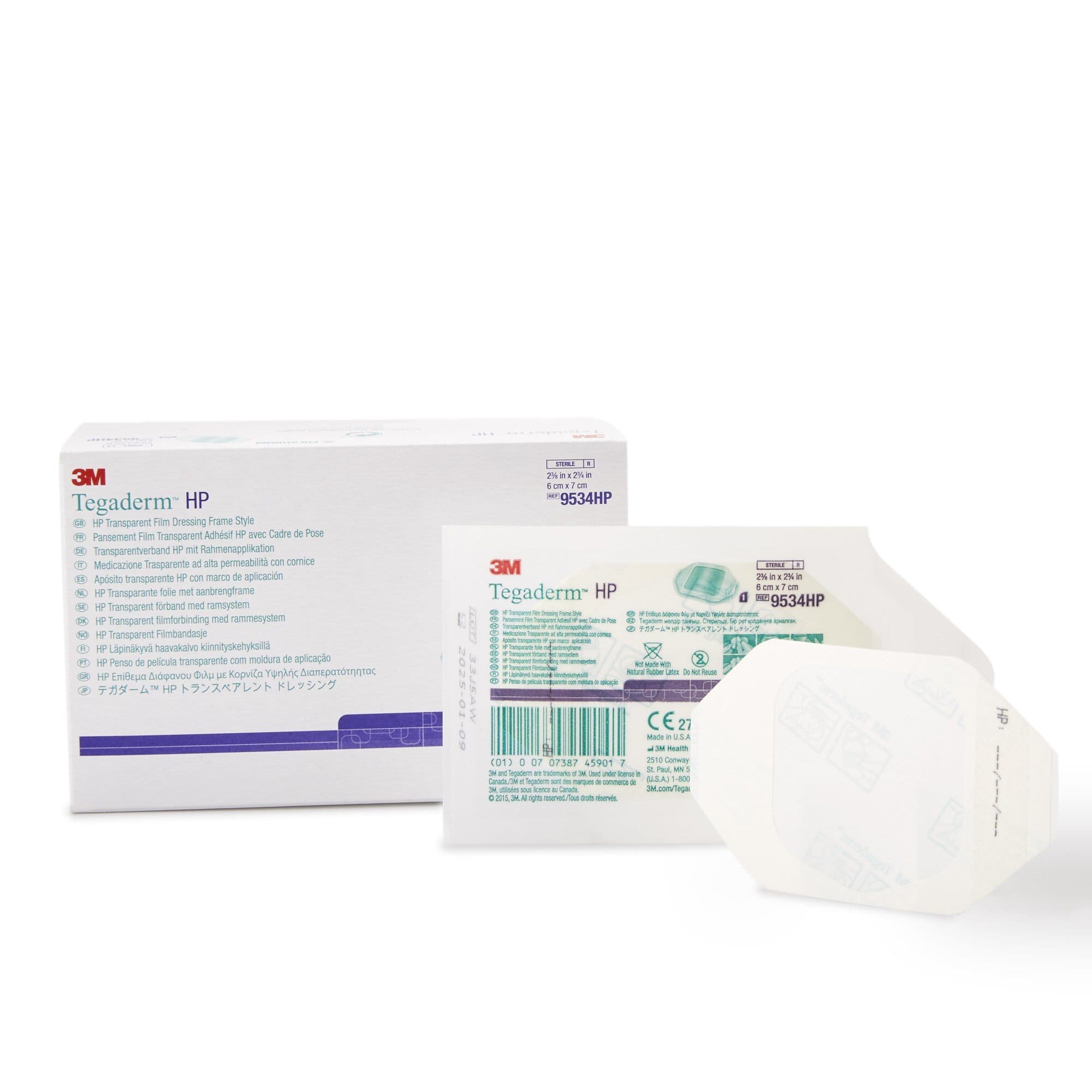 3M Tegaderm HP Transparent Film Dressing with Label, 2-3/8" x 2-3/4" - Box of 100 - Image 1