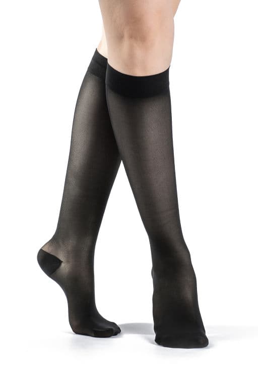 Sigvaris Women's Style Sheer Calf High Compression Socks Closed Toe, 15-20mmHg, Large-Long, Black - Pair - Image 1
