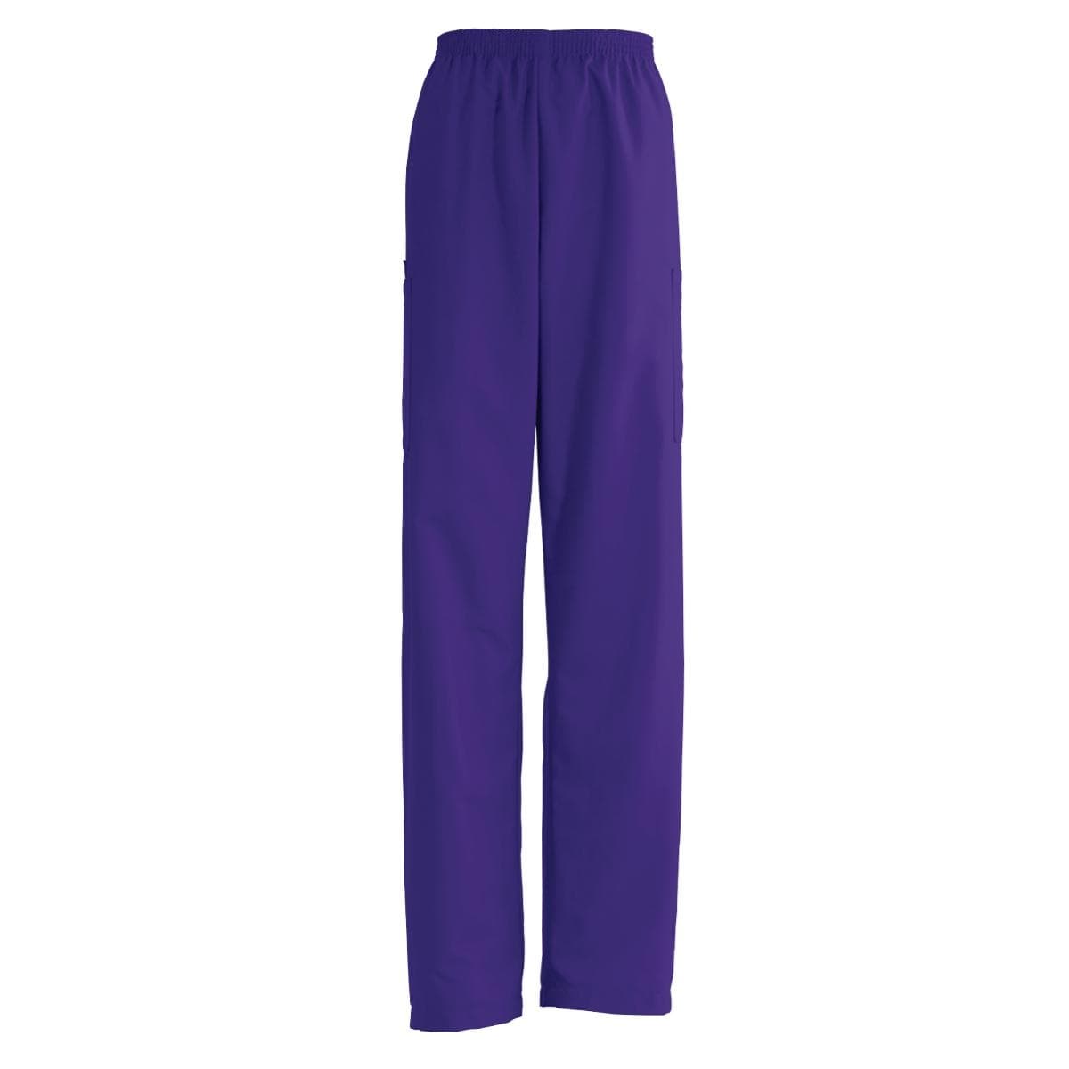AngelStat Unisex Elastic Waist Long Inseam Cargo Scrub Pants, Regal Purple, Medium - Image 1