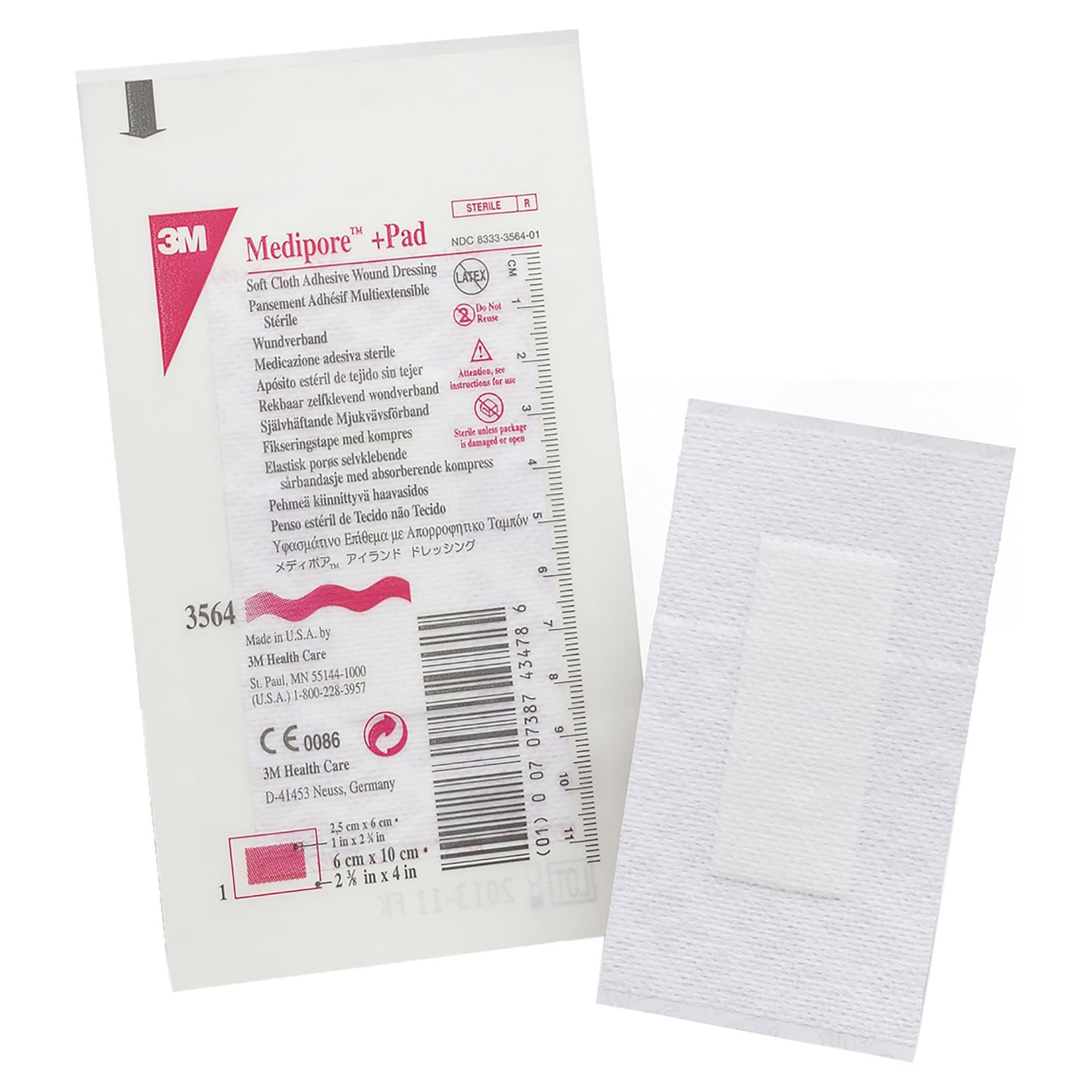 3M Medipore Plus Pad Soft Cloth Adhesive Wound Dressing, 2-3/8 x 4 Inch - Each - Image 1