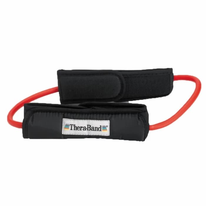 TheraBand Professional Resistance Tubing Loop with Padded Cuffs, Red, Beginner - Image 1