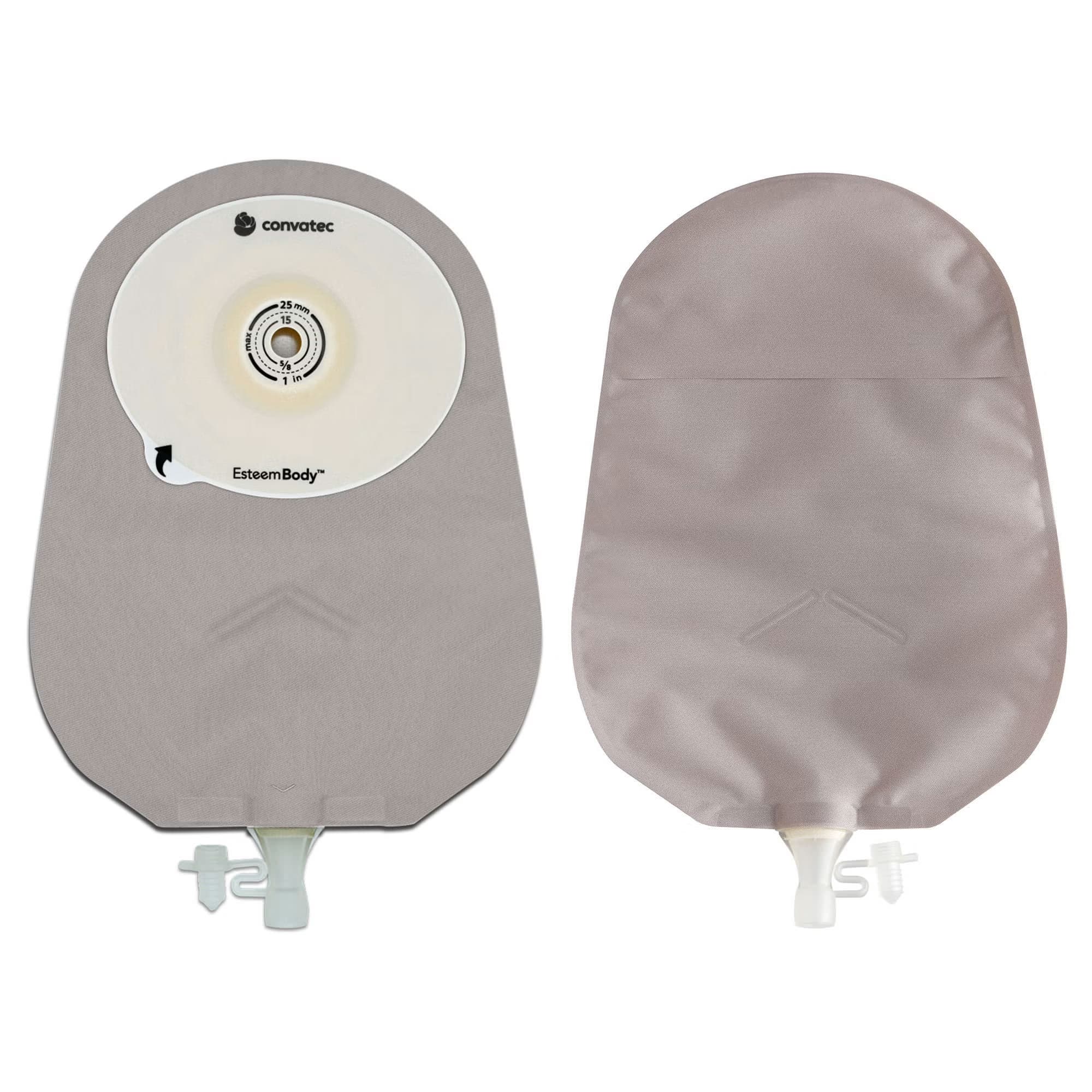 Esteem Body Soft Convex One-Piece Clear Urostomy Pouch, 3/4", 20mm - Box of 10 - Image 1