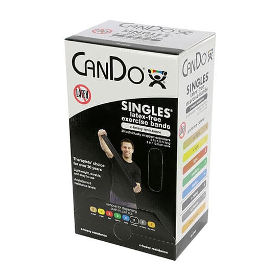 CanDo Latex-Free Exercise Band, 5 Foot Singles, Black, x Heavy - Box of 30 - Image 1