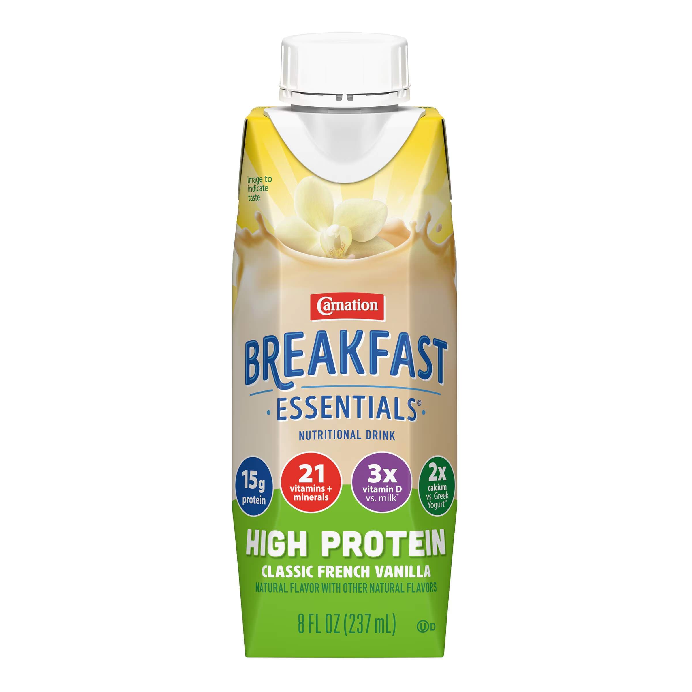 Carnation Breakfast Essentials High Protein Nutritional Drink, Classic French Vanilla, 8 oz - Each - Image 1