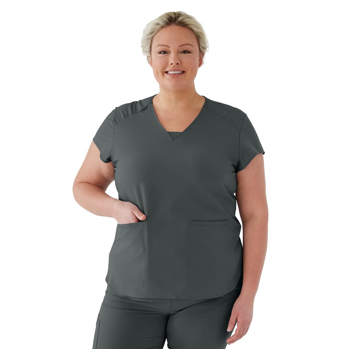 Medline Monroe AVE Women's Scrub Top, Charcoal, 2XLarge - Image 1