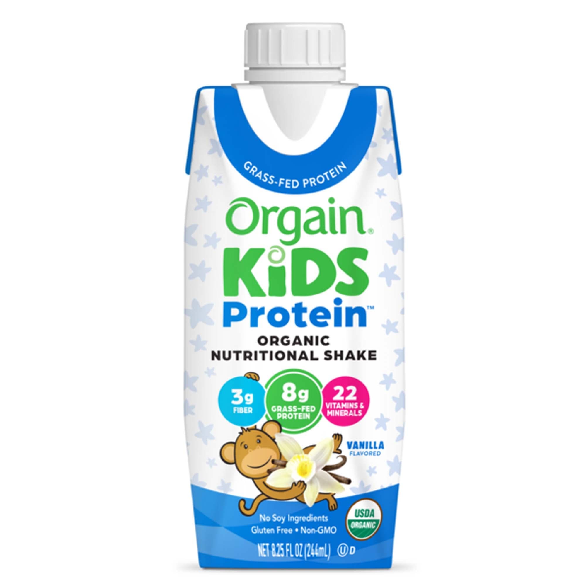 Orgain Kids Protein Organic Nutritional Shake, Vanilla, 8.25 oz - Case of 12 - Image 1