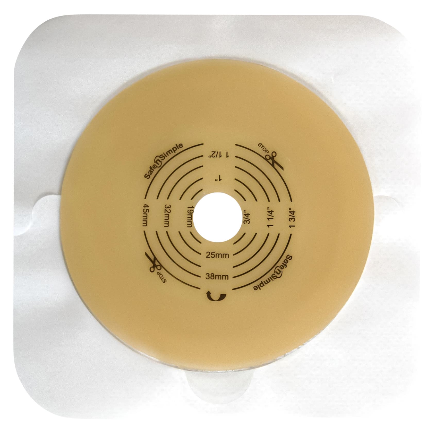 Safe N Simple Ostomy Barrier with Solid Hydrocolloid, Extended Wear, White, 4 x 4 Inch - Case of 40 - Image 1