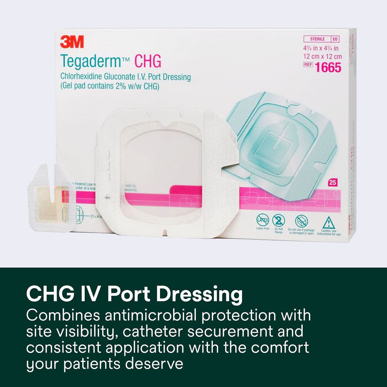 3M Tegaderm CHG Chlorhexidine Gluconate I.V. Port Dressing - Image 8