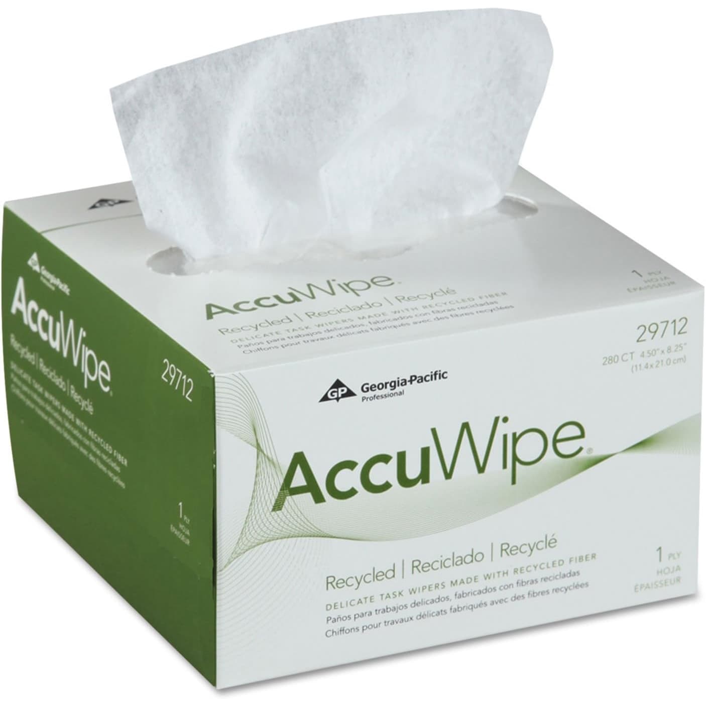 AccuWipe Recycled Delicate Task Wipe White Box NonSterile Disposable, 4-1/2 x 8-1/4 Inch - Case of 16800 - Image 1