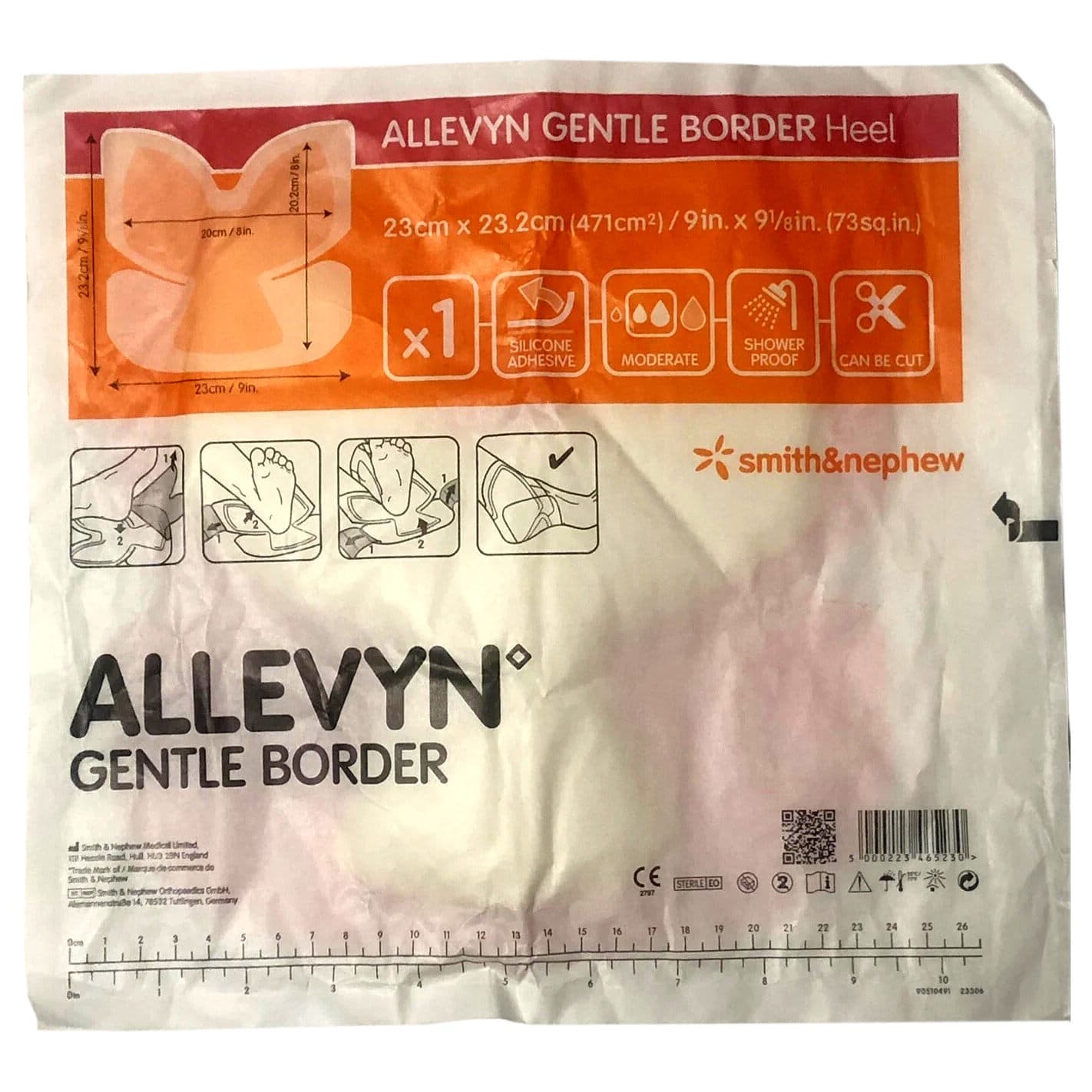 Allevyn Gentle Border Heel Dressing, 9 x 9 1/8 Inch - Each - Image 1
