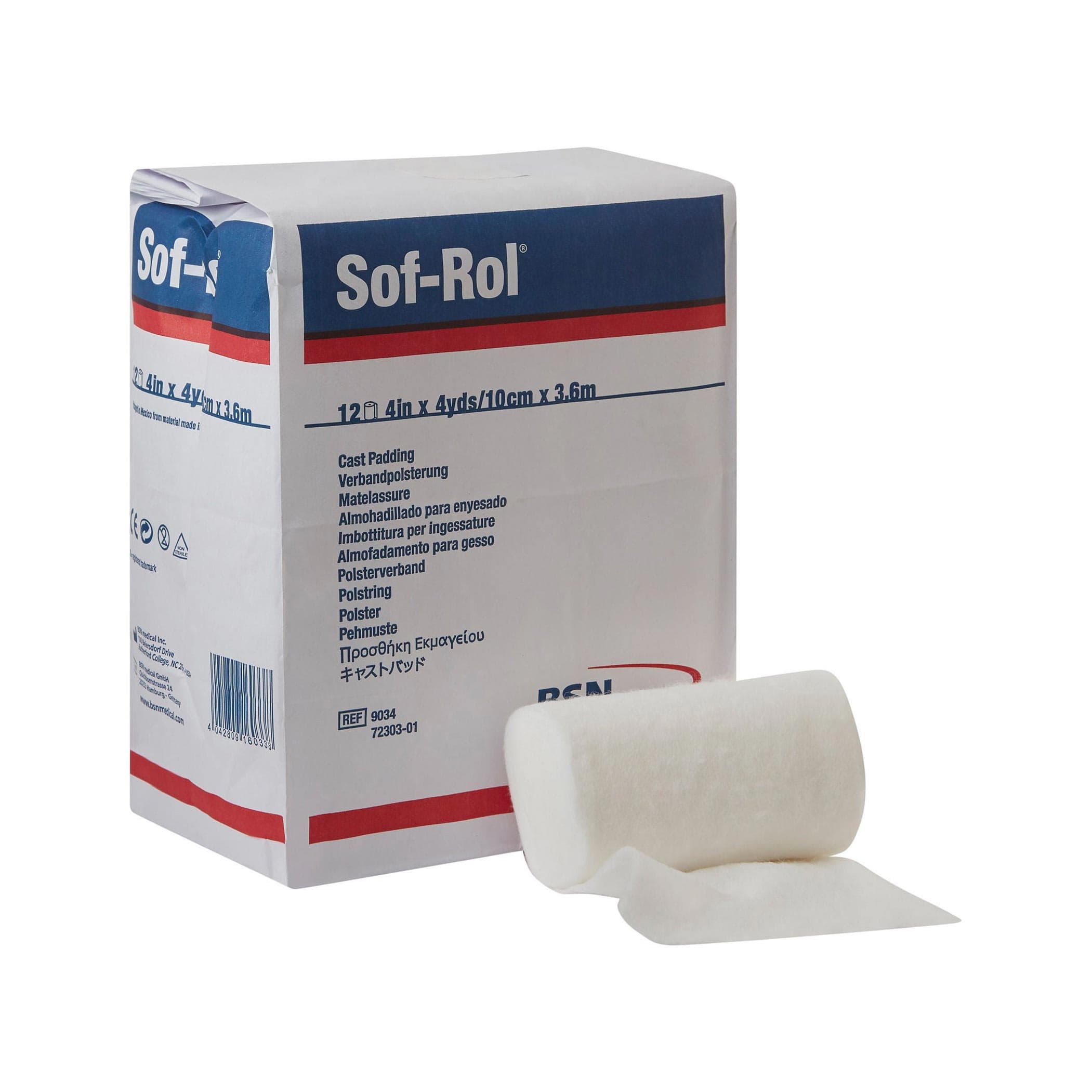 Sof-Rol Undercast Cast Padding, 4" x 4 Yards, Non Sterile - Bag of 12 - Image 1