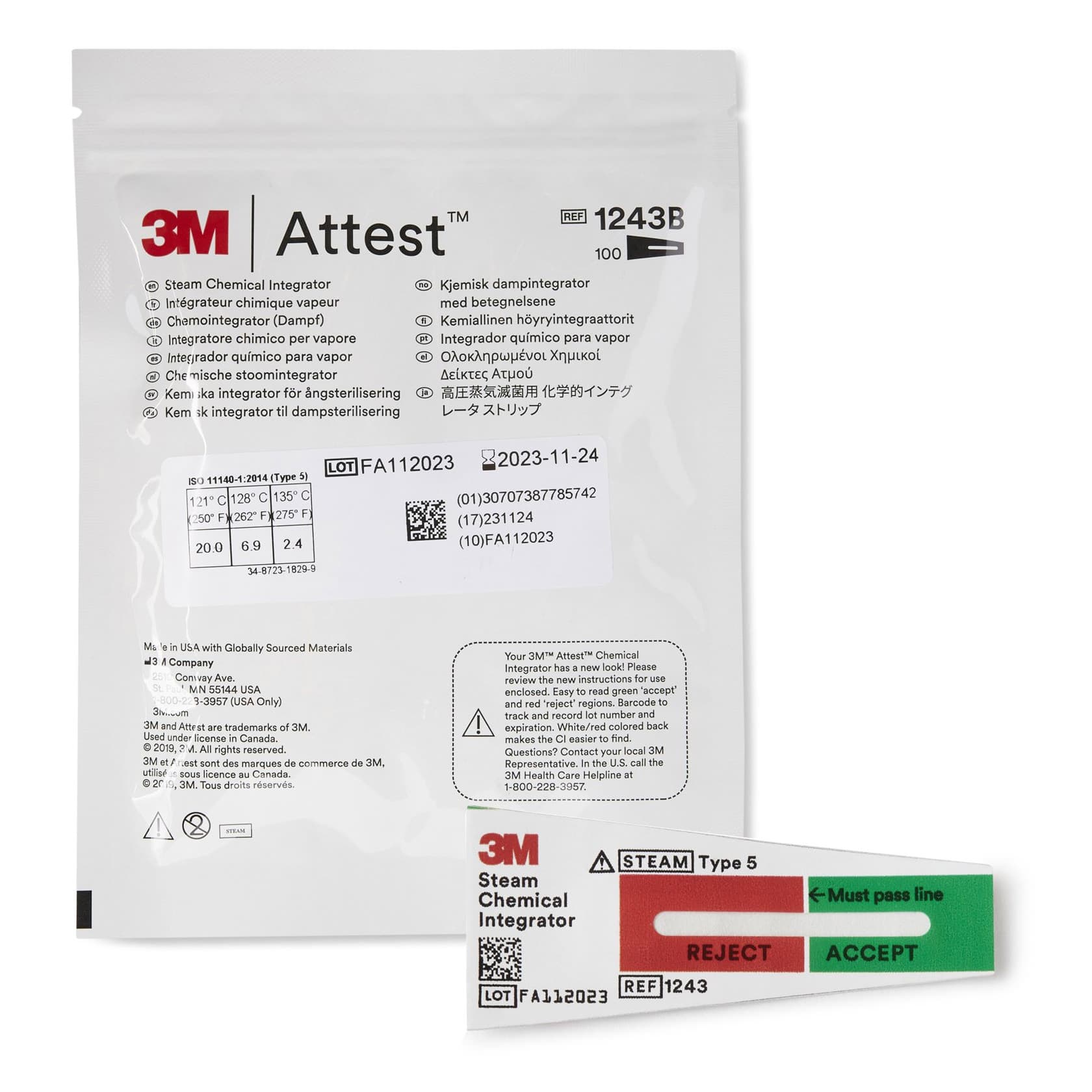 Attest Sterilization Chemical Integrator Strip, Class 5 - Image 1