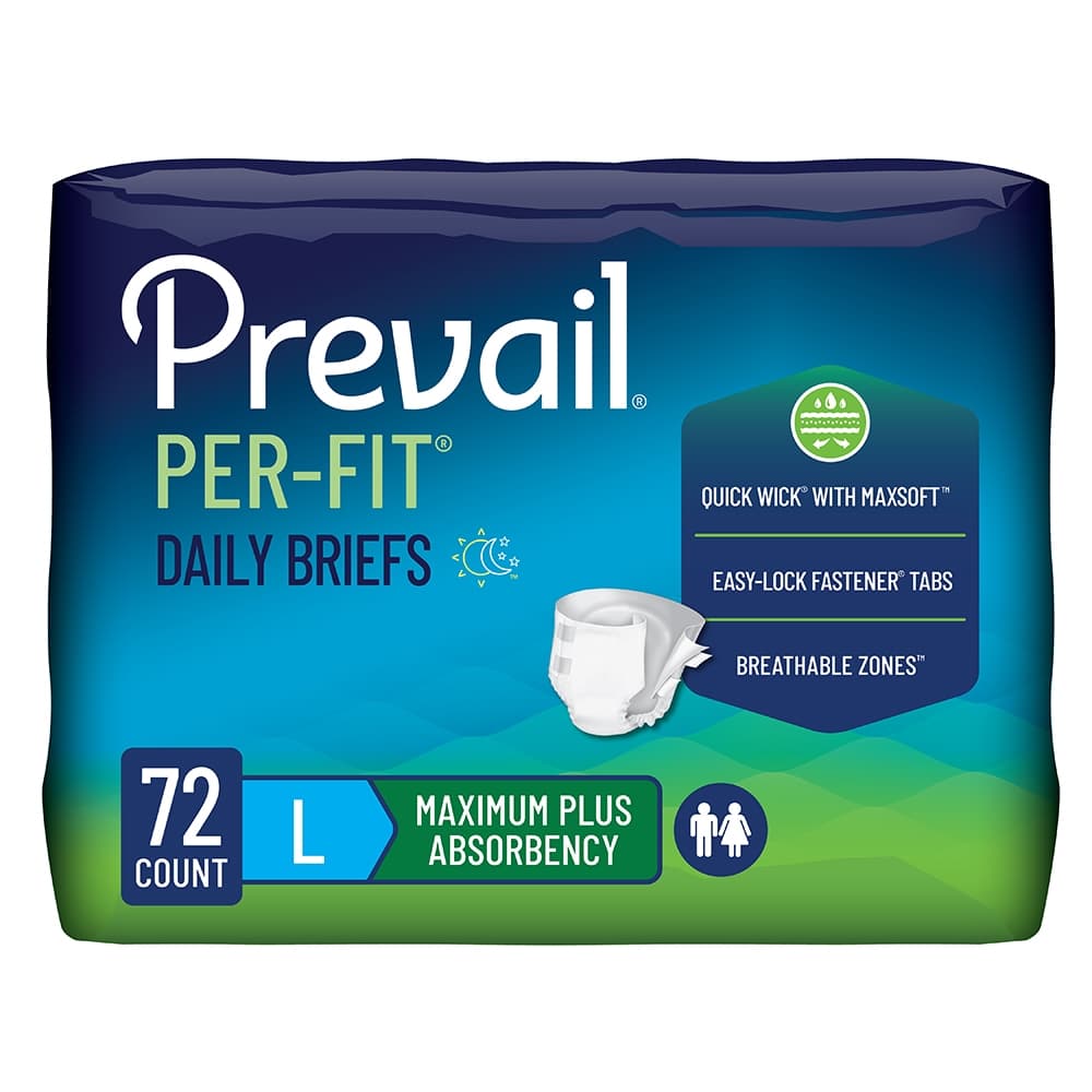 Prevail Per-Fit Maximum Plus Daily Briefs, Large - Case of 72 - Image 1