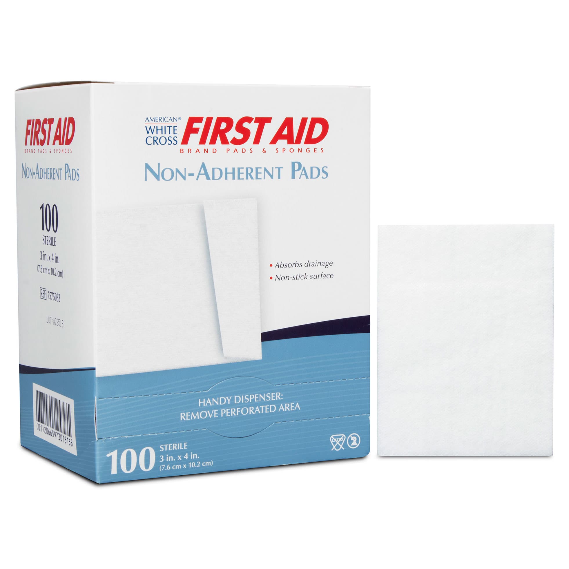 Dukal American White Cross Non-Adherent Dressing, 3 x 4 Inch - Box of 100 - Image 1
