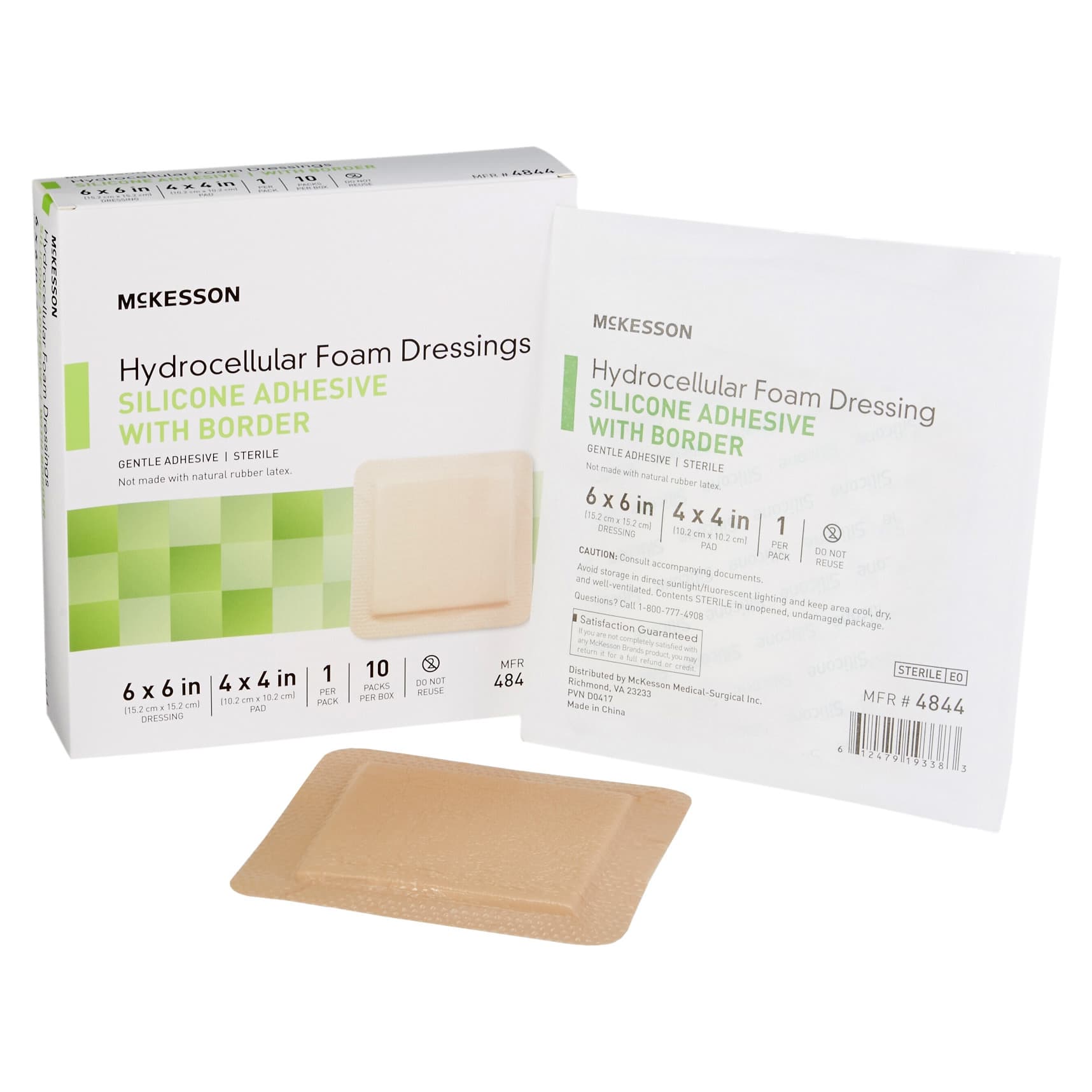 McKesson 5-Layer Hydrocellular Silicone Adhesive Foam Dressings with Border, 6" x 6" - Case of 200 - Image 1