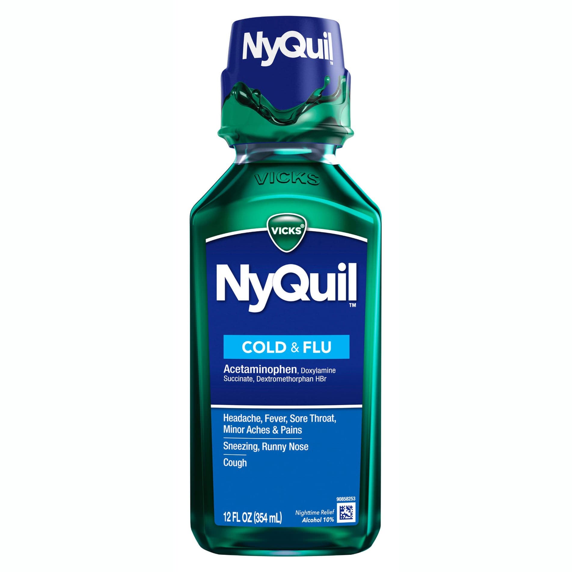 Vicks Nyquil Cold & Flu Nighttime Relief, Lavender, 12 oz - Each - Image 1