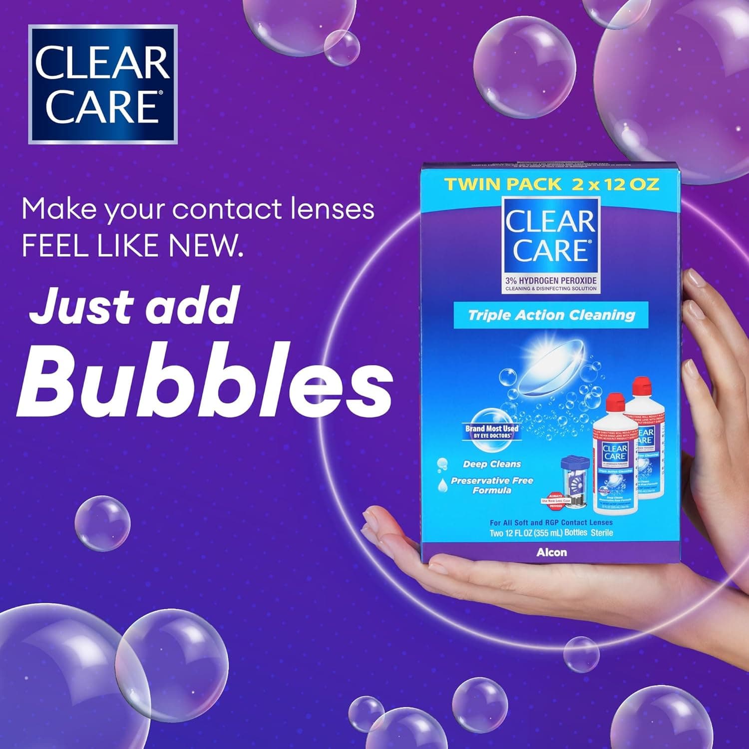 Alcon Clear Care Cleaning and Disinfection Solution, 2 x 12 oz - Package of 2 - Image 3