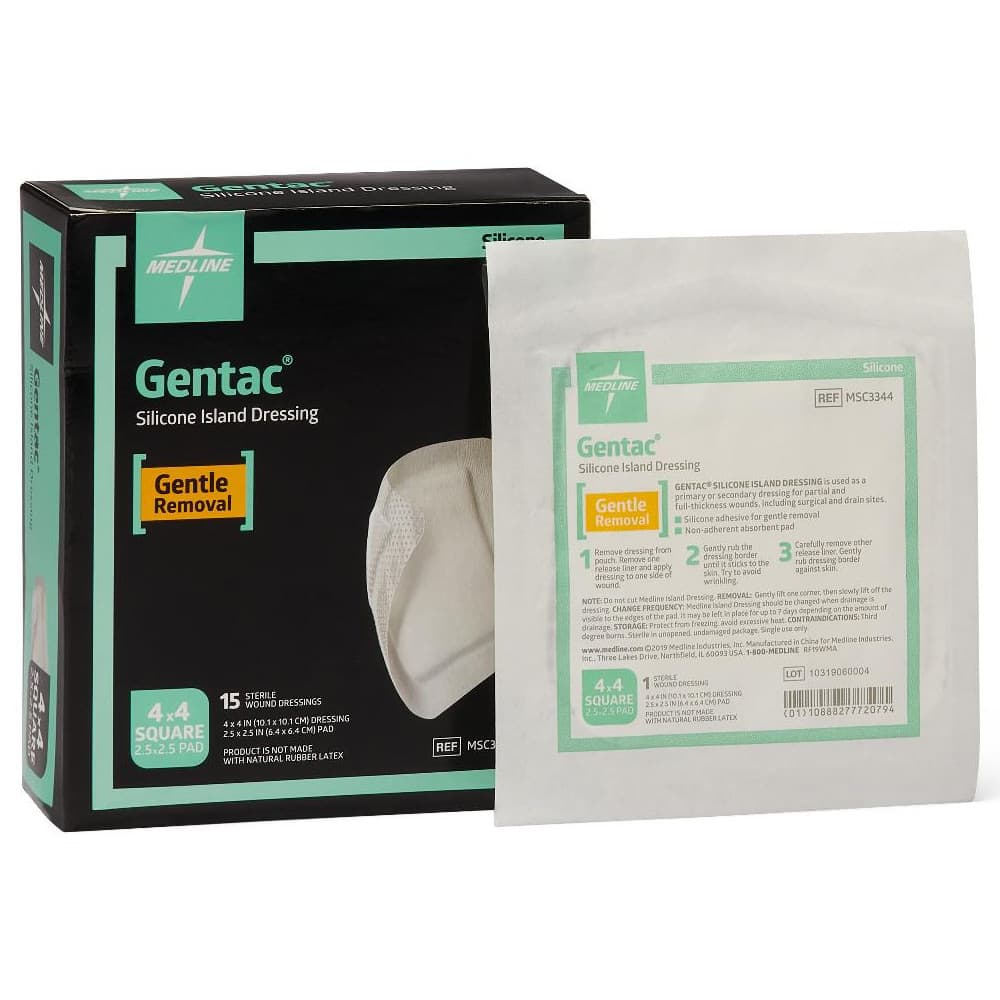 Gentac Silicone Adhesive Island Wound Dressing, 4 x 4 Inch - Box of 15 - Image 1