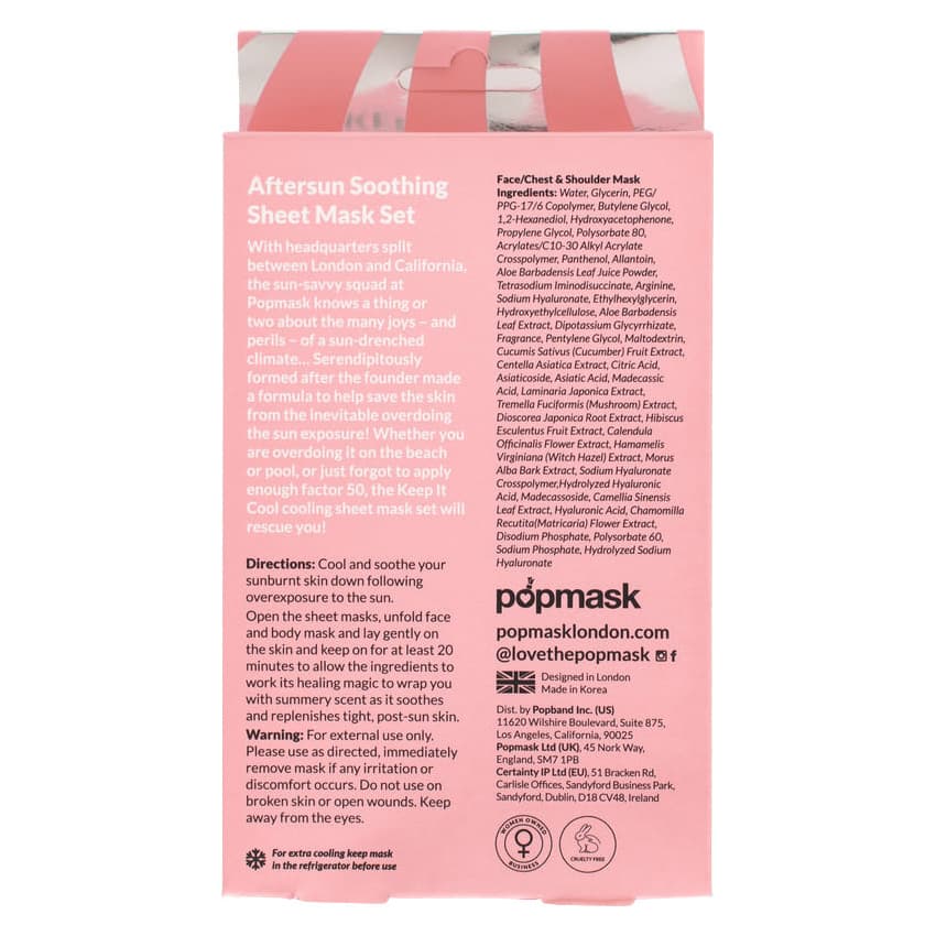 POPBAND Aftersun Face, Chest & Shoulder Sheet Mask (3pc) - Each - Image 3