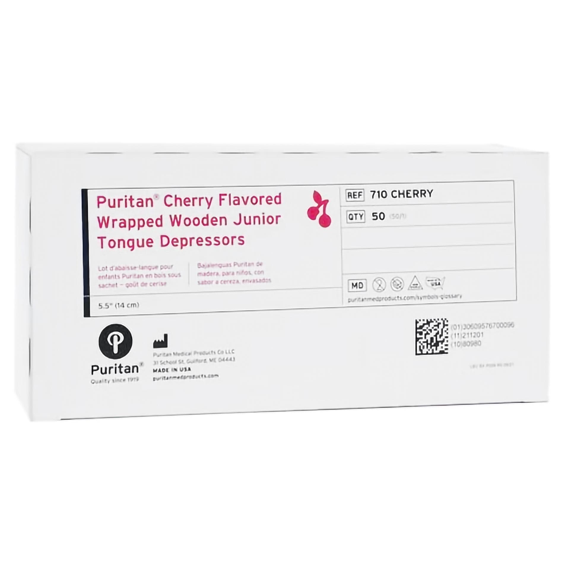 Puritan Junior Tongue Depressor, 5-1/2 Inch Length, Cherry Flavor - Case of 1000 - Image 1