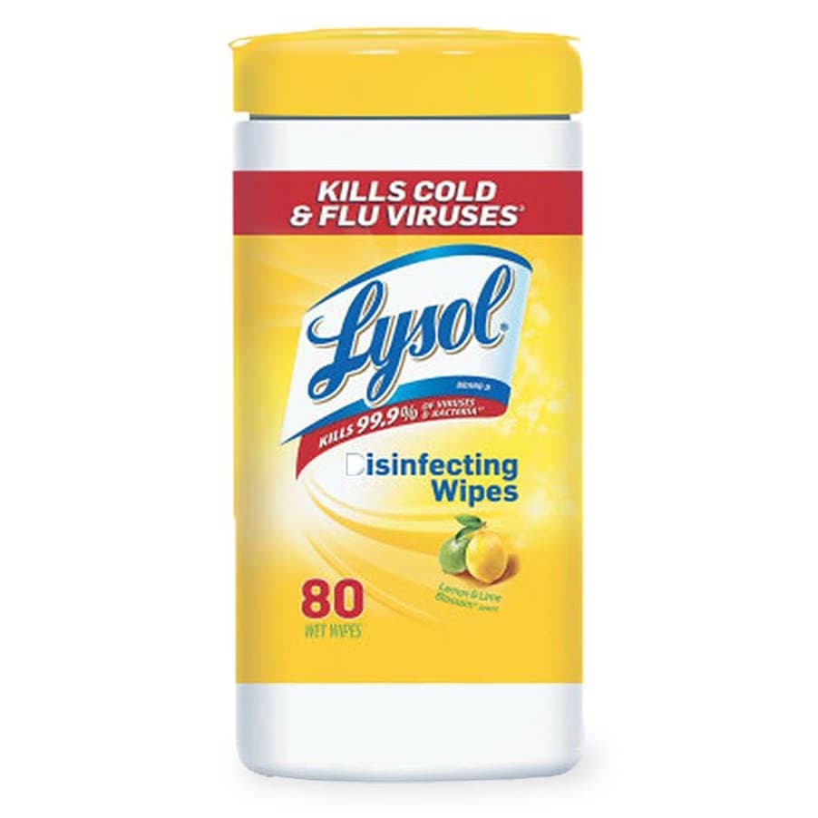 Lysol Disinfecting Wipes, Lemon and Lime Blossom Scent, 7 x 8 Inch - 80 Wipes - Each - Image 1