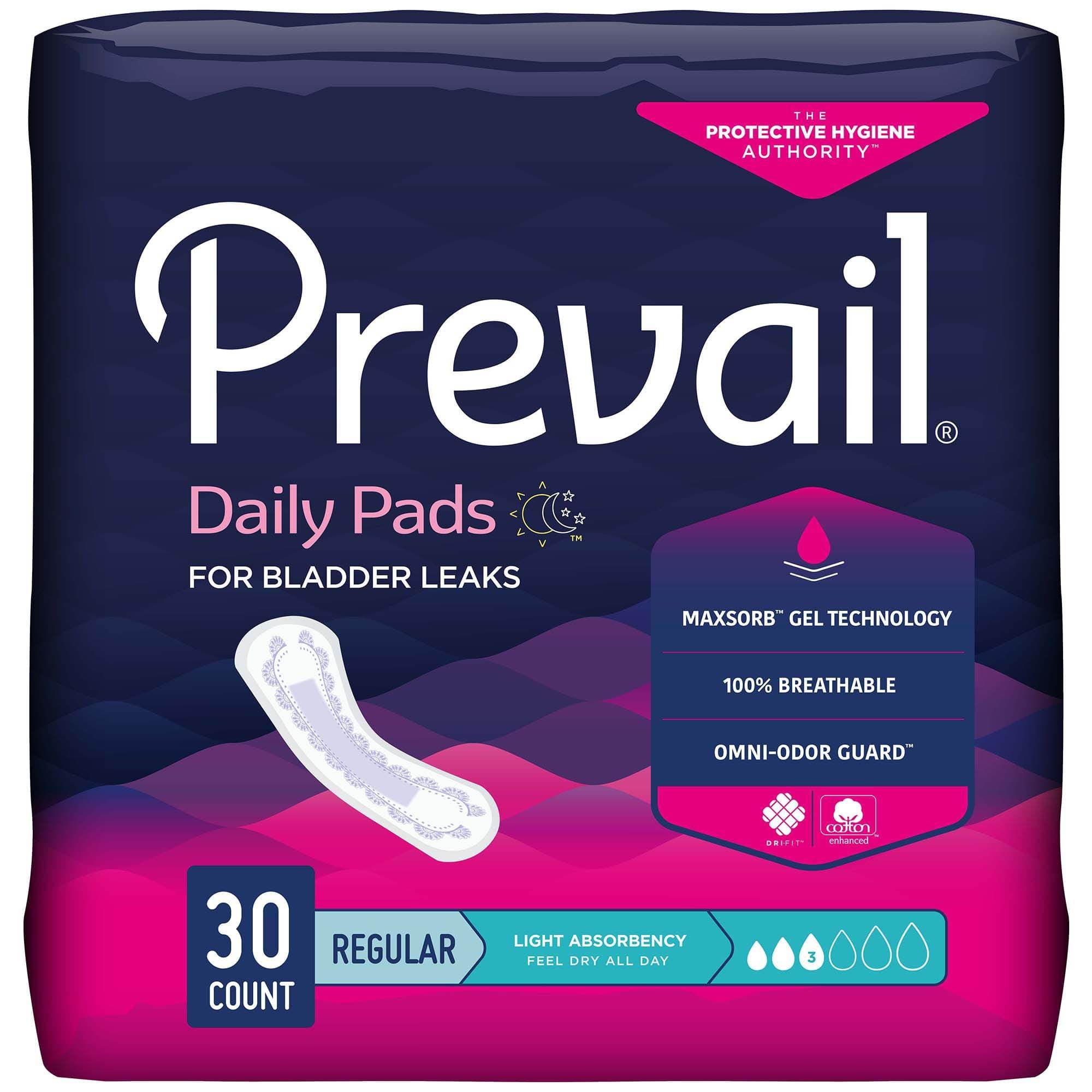 Prevail Daily Pads For Bladder Leaks, Regular, Light Absorbency - Package of 30 - Image 1