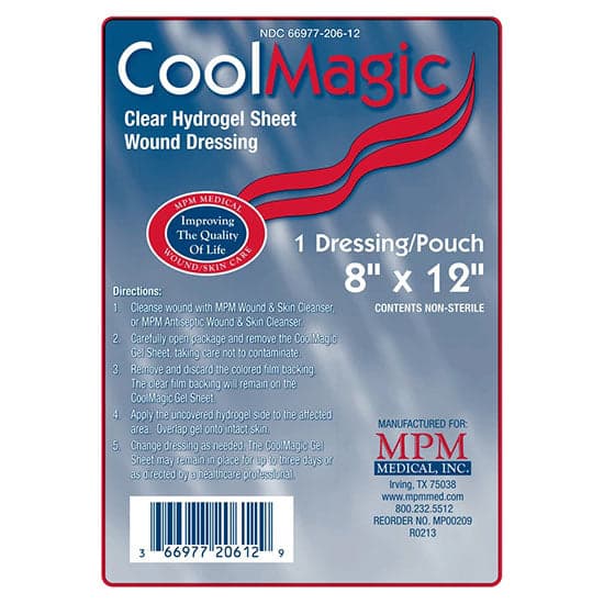 CoolMagic Hydrogel Dressing Translucent, 8 x 12 Inch - Box of 10 - Image 1