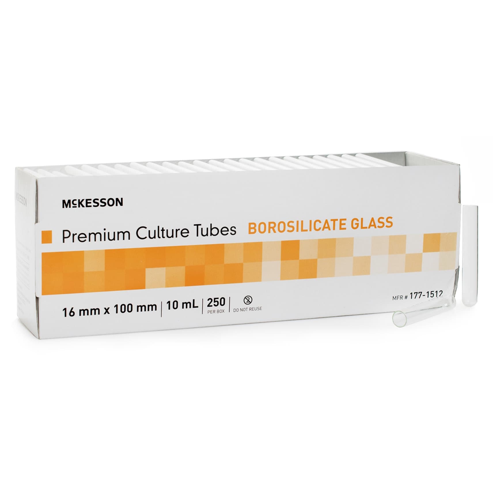 McKesson Test Tube Plain NonSterile Clear Tube, 16 x 100 mm, 10 mL - Box of 250 - Image 1