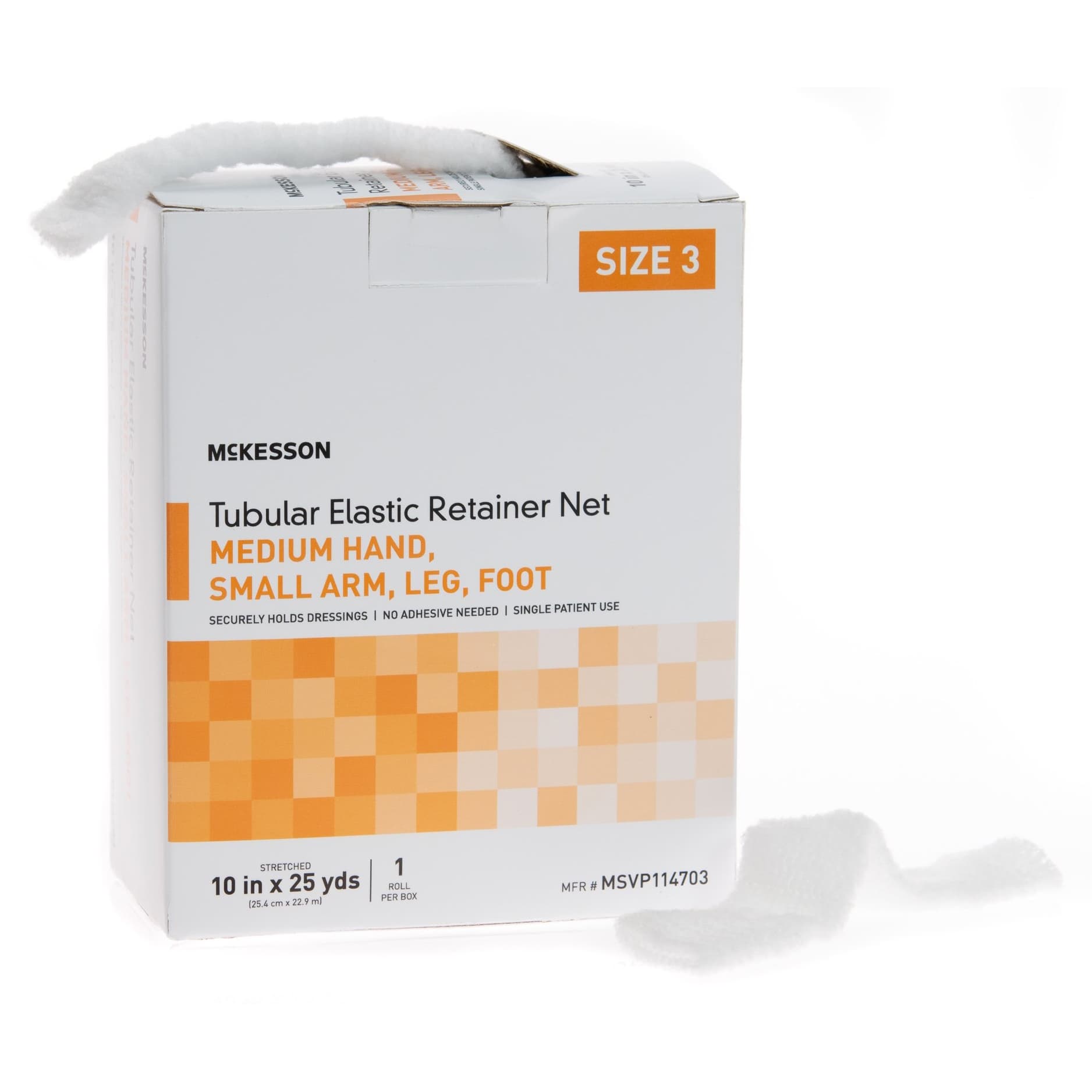 McKesson Elastic Net Retainer Dressing, 10 Inch x 25 Yard, Size 3, Medium Hand Small Arm Leg Foot - Box of 1 - Image 1