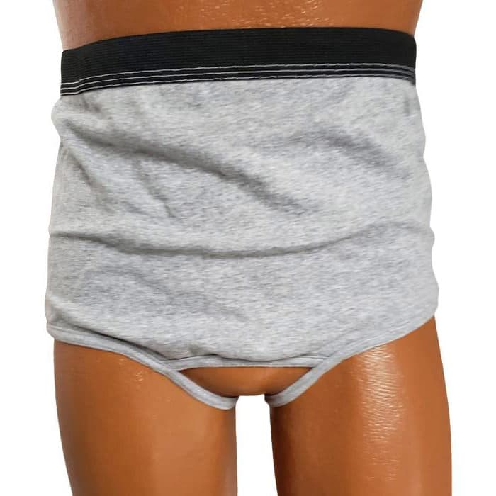 Options Men's Backless with Built-in Ostomy Barrier Support, Gray