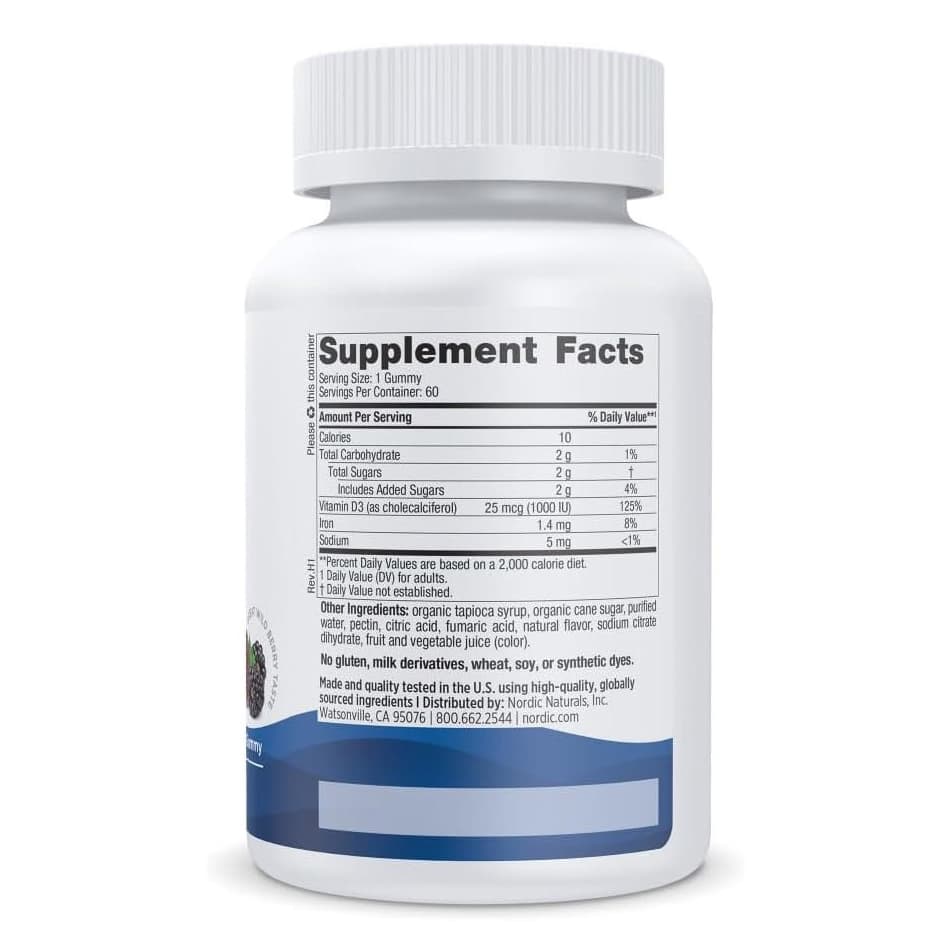 Nordic Naturals Vitamin D3 Gummies, Wild Berry - Bottle of 60 - Image 2