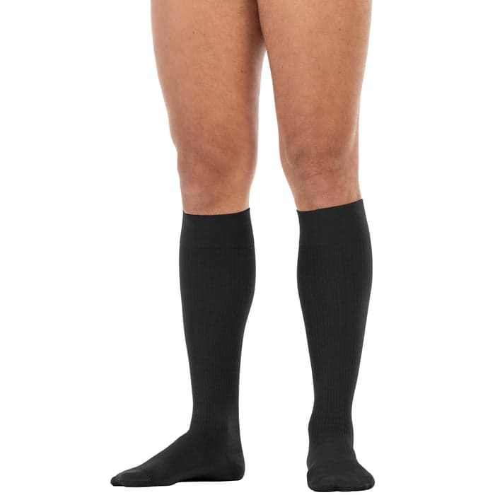 Jobst FORMEN Knee High Softfit Closed Toe Compression Socks, 30-40mmHg, Black, Large-Long - Pair - Image 1