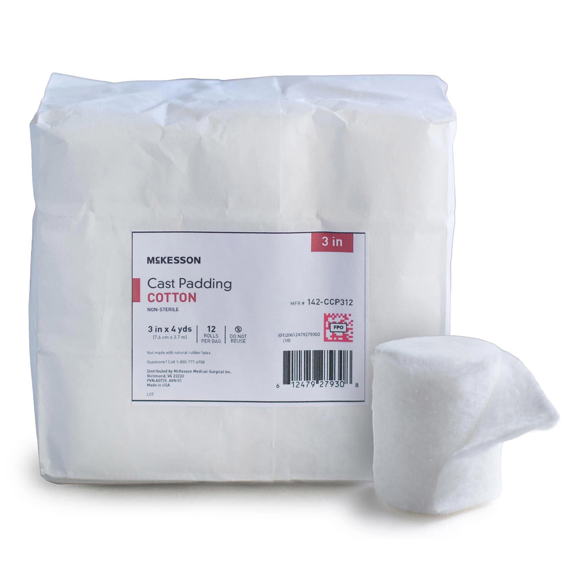 McKesson Cotton Cast Padding, Non-Sterile, 3 Inch x 4 Yard - Case of 144 - Image 1