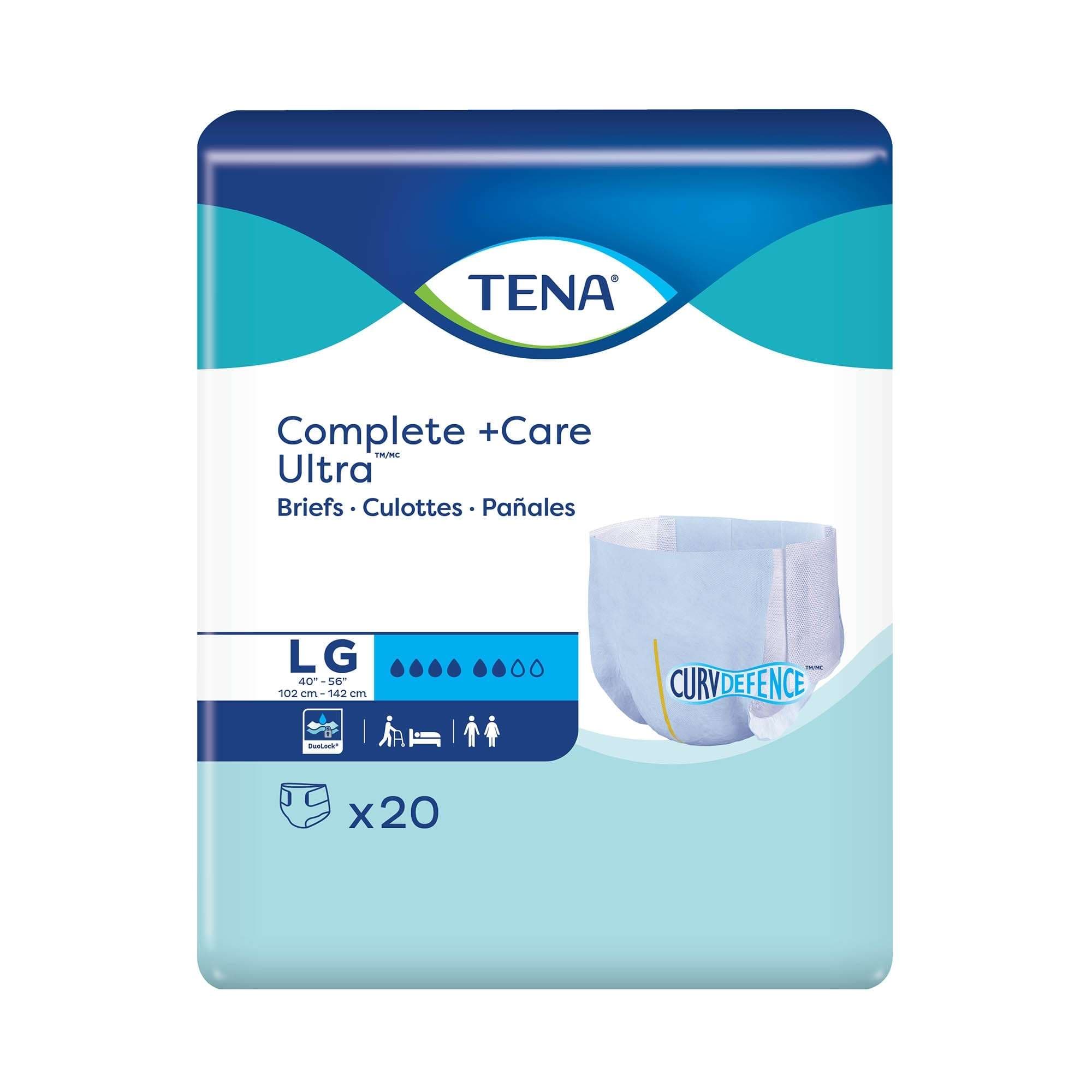 TENA Complete +Care Ultra Incontinence Brief with CurvDefense, Large - Package of 20 - Image 1