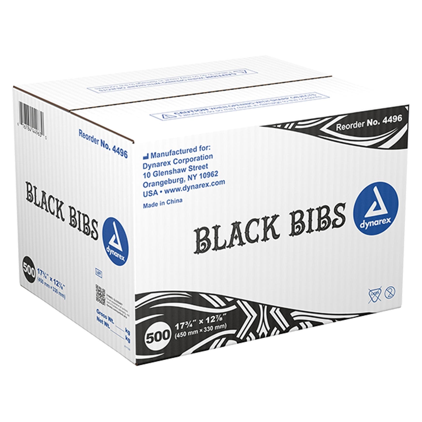 Dynarex 2-Ply Paper Dental Bib, Black, 17-3/4 x 12-7/8 Inch - Case of 500 - Image 1