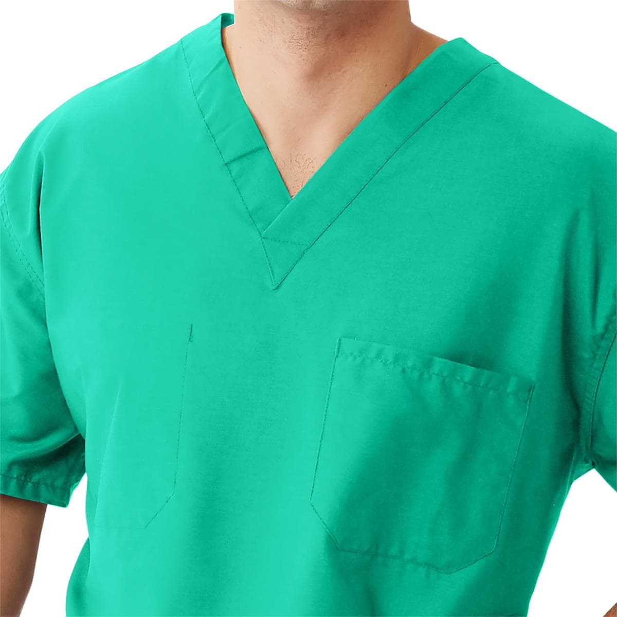 Medline Works Unisex Reversible 1-Pocket Scrub Tops with Angelica Color Coding, Jade Green, Extra Small - Image 3