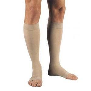 Jobst Relief Knee High Open Toe Compression Stocking, 30-40 mmHg, XLarge-Full Calf, Beige - Pair - Image 1