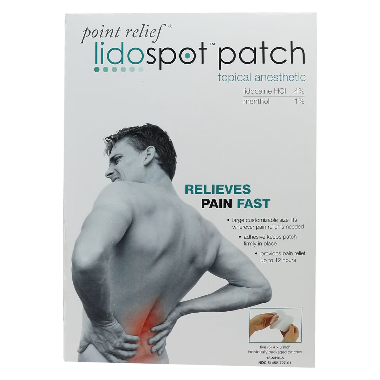 Point Relief Lidospot Pain Relieving Patch, 4 x 6 Inch - Image 2