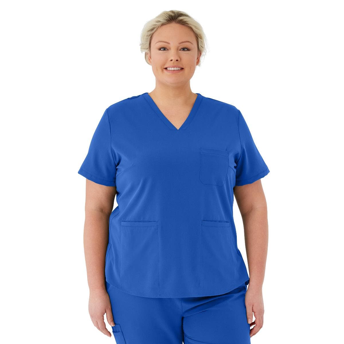 Medline Lexington AVE Women's V-Neck Scrub Tops with 3 Pockets, Royal Blue, Extra Large - Image 1