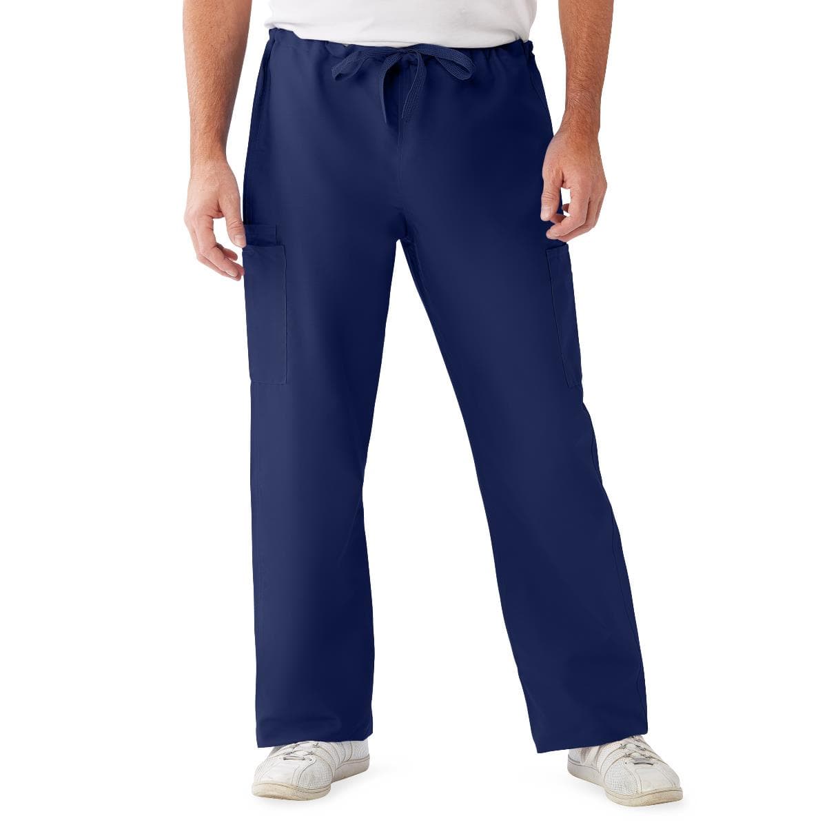 ComfortEase Unisex Nonreversible Drawstring Cargo Scrub Pants, Large, Tall Inseam, Midnight Blue - Each - Image 1