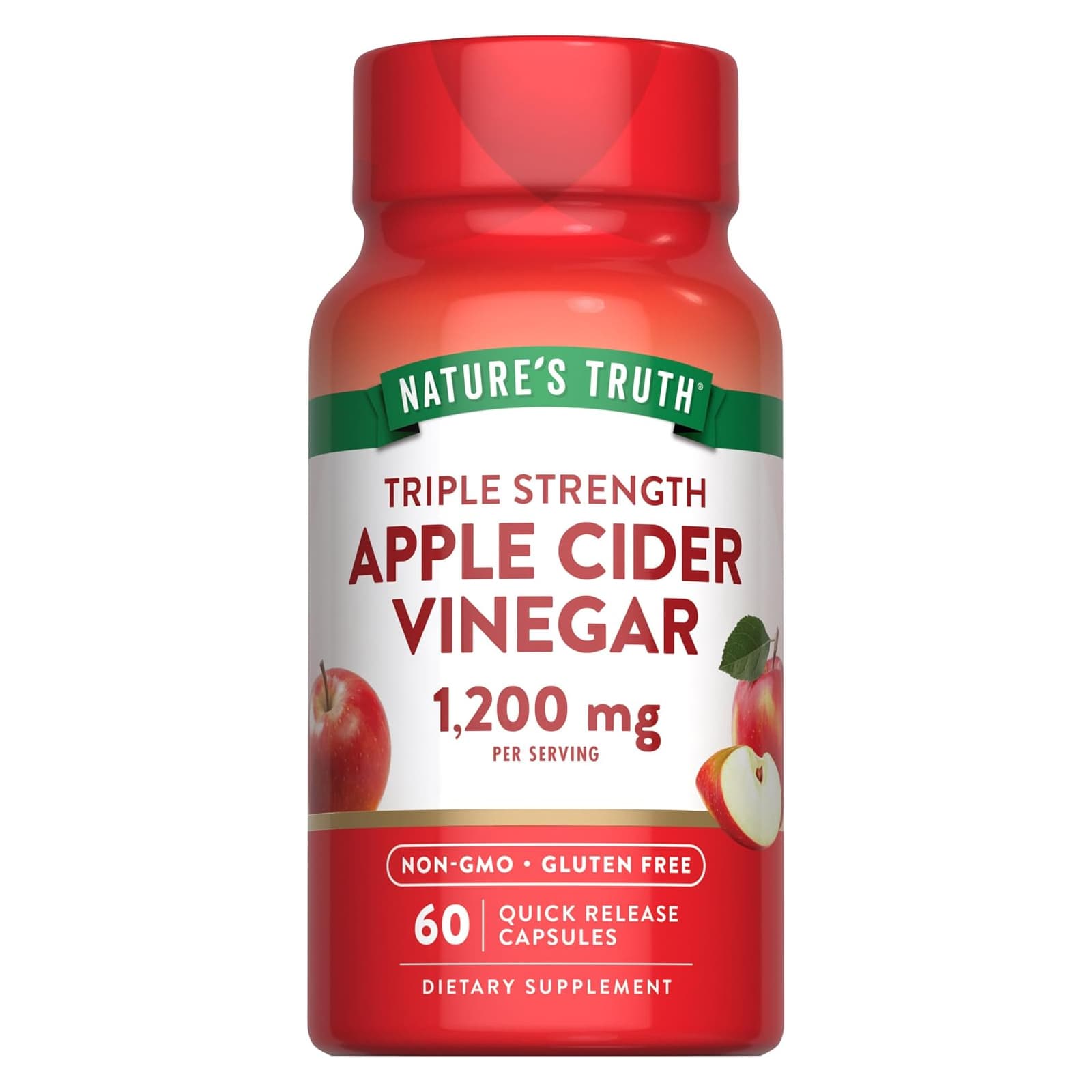 Nature's Truth Apple Cider Vinegar Capsules, Triple Strength, 1200 mg - Image 1