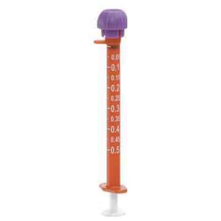 Neomed Enteral Oral Pharmacy Syringe with ENFit Connector, Amber, 0.5mL - Case of 500 - Image 1