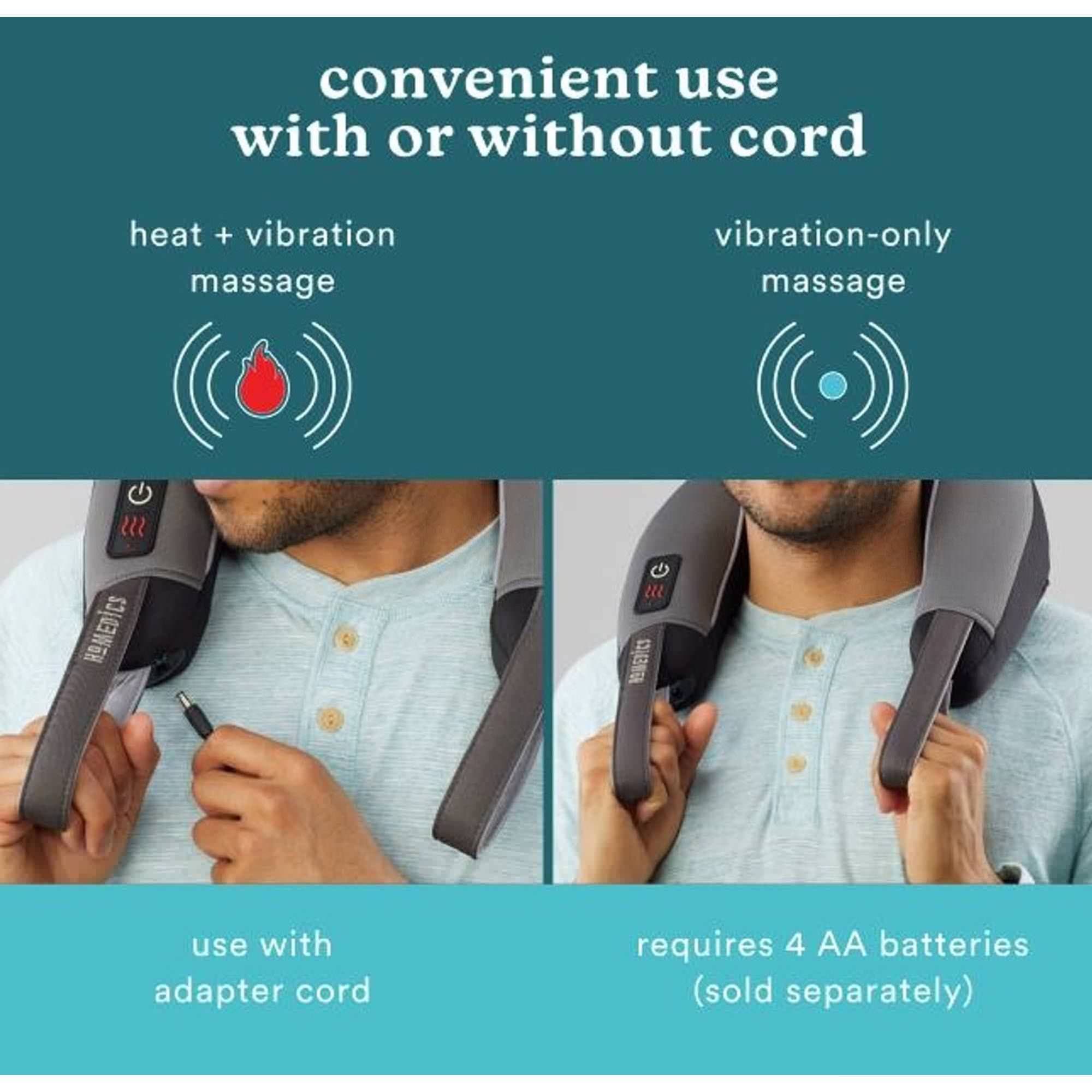 HoMedics Pro Therapy Hand-Held Vibration Neck Massager with Heat, Gray - Image 3