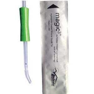 MAGIC3 Intermittent Catheter with SURE-GRIP Insertion Sleeve, Coude Tip, Male, 18 Fr, 16" - Box of 30 - Image 1