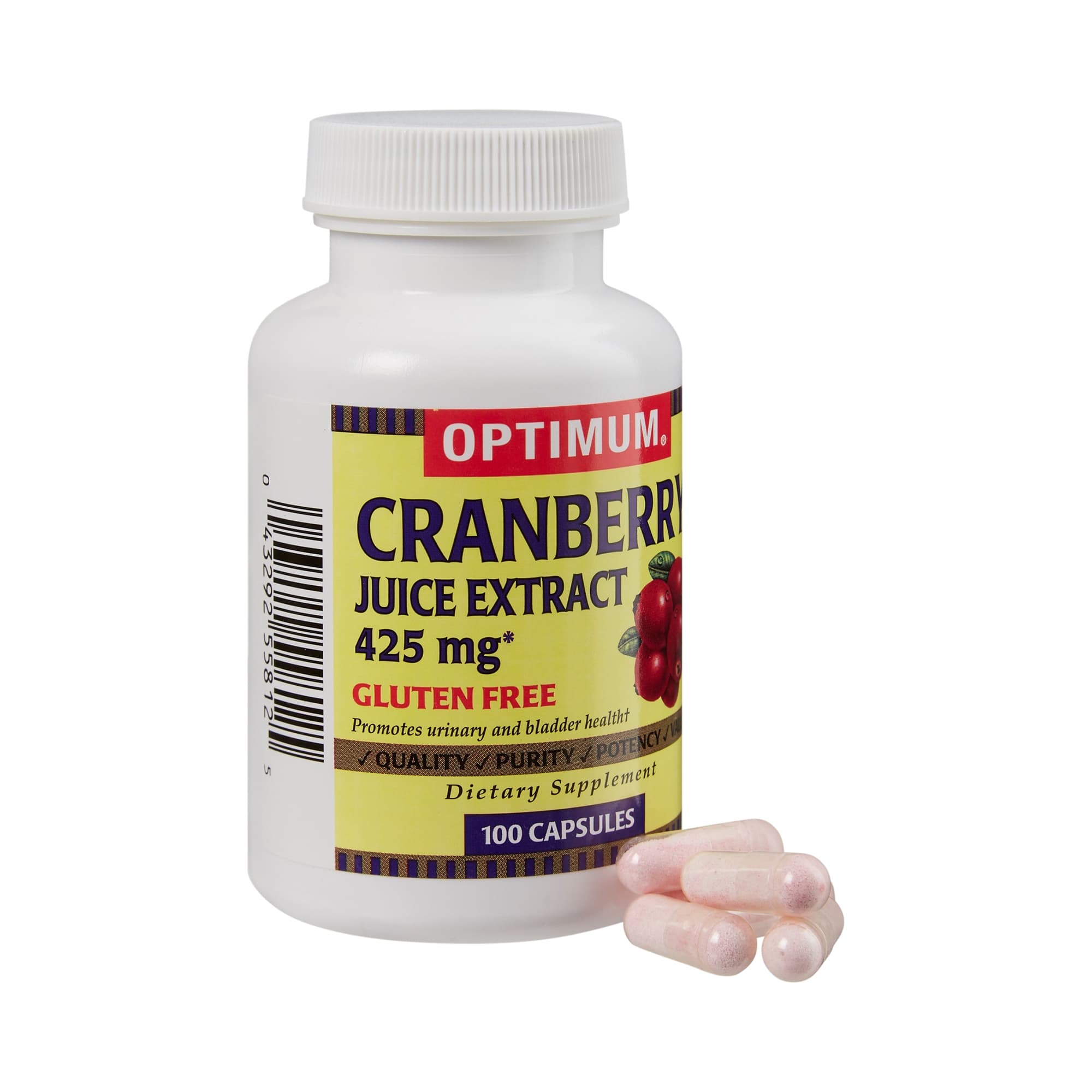 Optimum Dietary Supplement Capsule, Cranberry Flavor - Bottle of 100 - Image 1