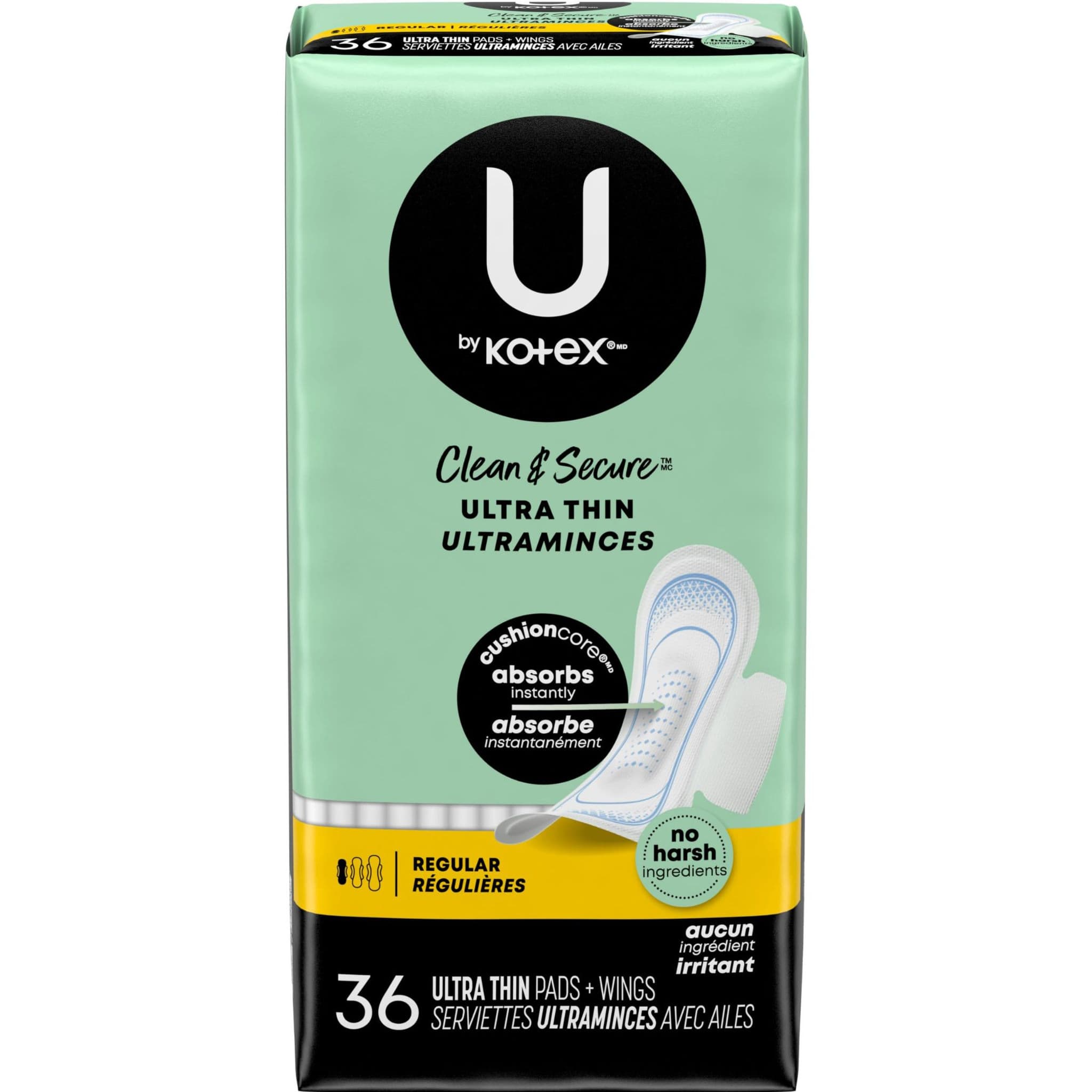 U By Kotex Clean & Secure Regular Ultra Thin Pads with Wings