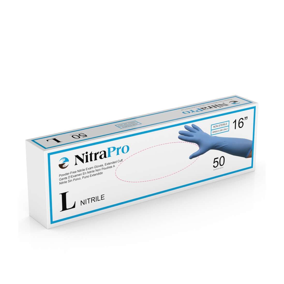 Medgluv Exam Glove, Nitrile, Small, Powder-Free, 16" Cuff, Chemo Tested, Textured, Non-Sterile - Case of 500 - Image 1